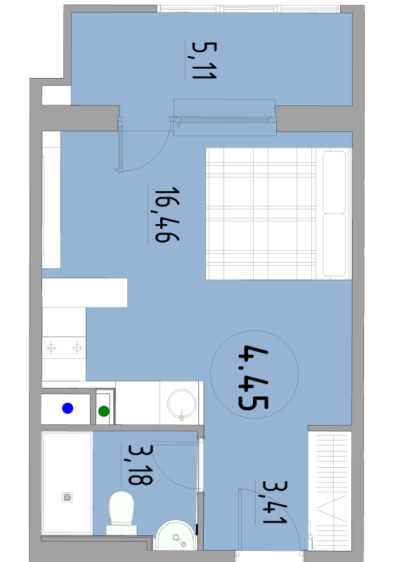 Студия 28 м²