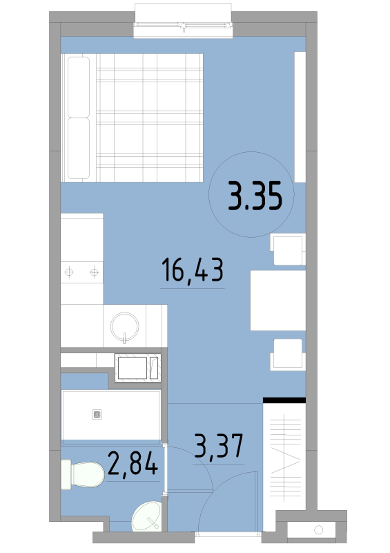 Студия 22,6 м²