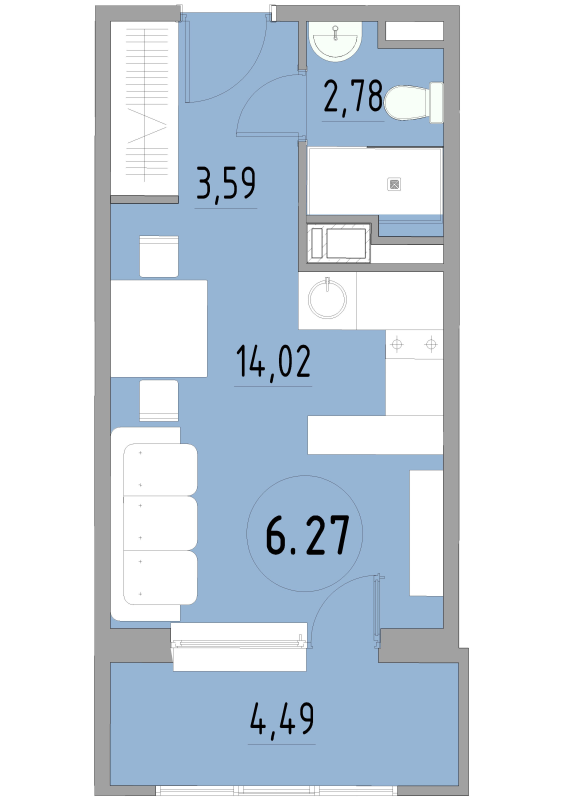 Студия 24,9 м²