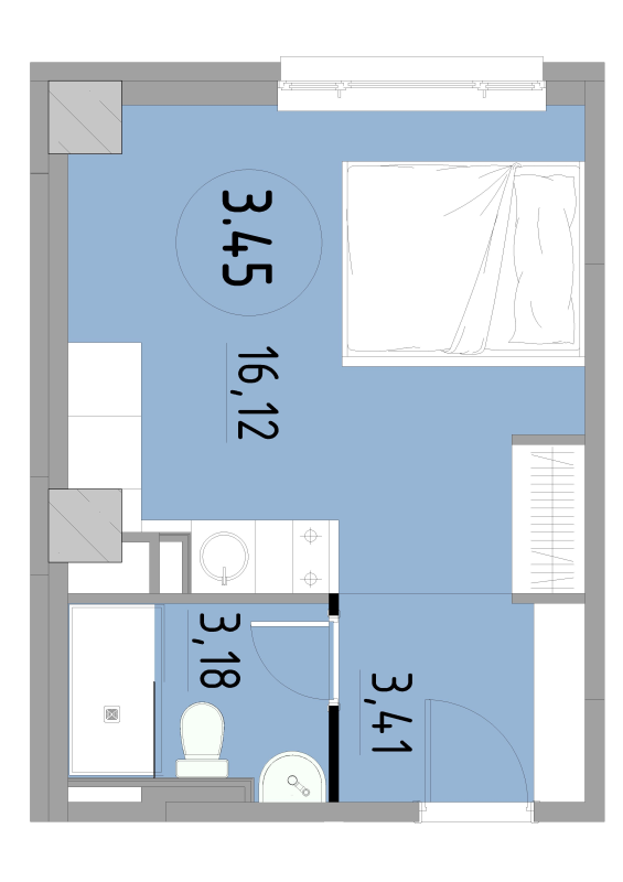 Студия 22,7 м²