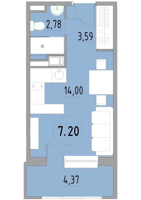 Студия 24,9 м²