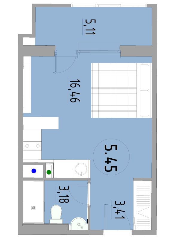 Студия 28,2 м²
