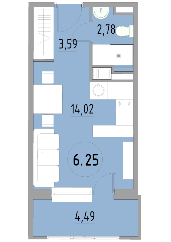 Студия 24,9 м²
