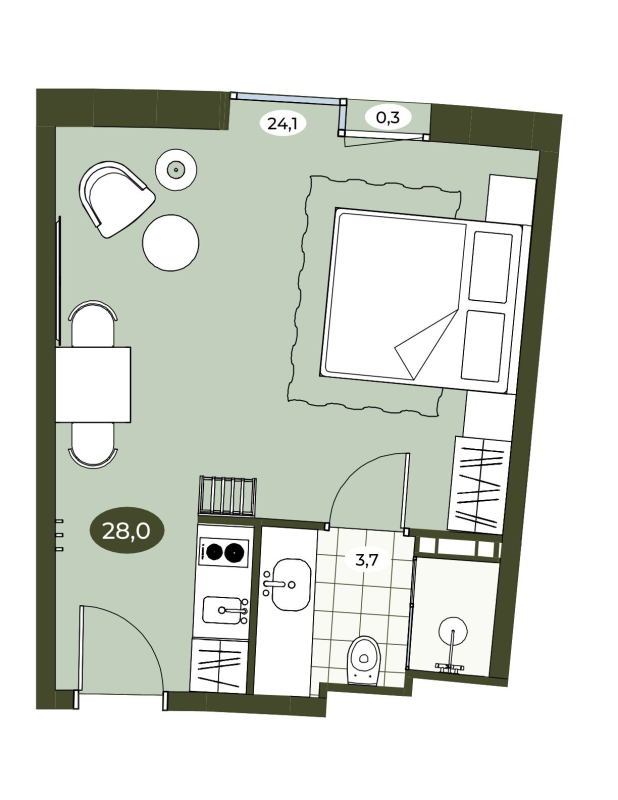 Студия 27,9 м²