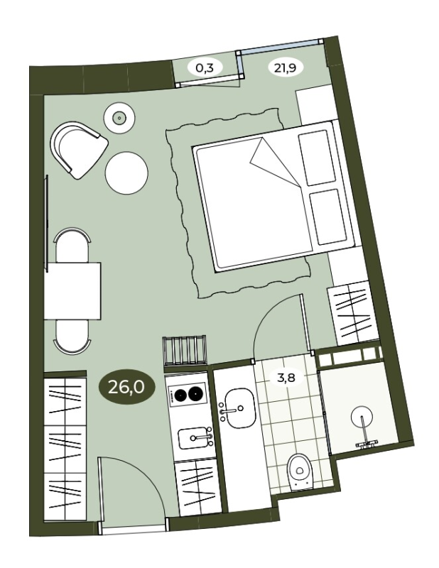 Студия 25,9 м²