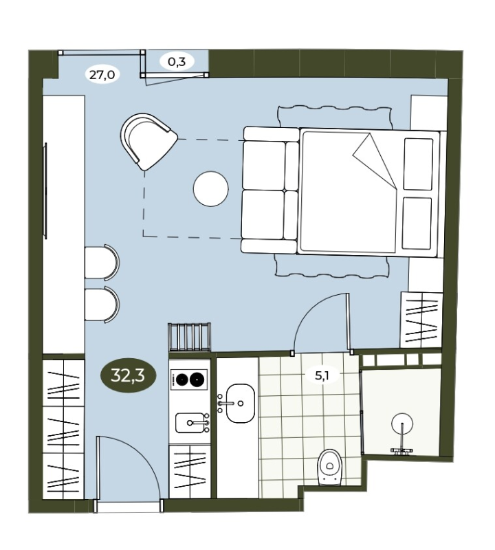 Студия 32,4 м²