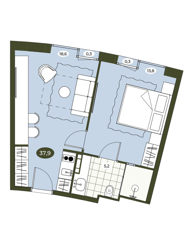 2 ккв (Евро) 37,9 м²