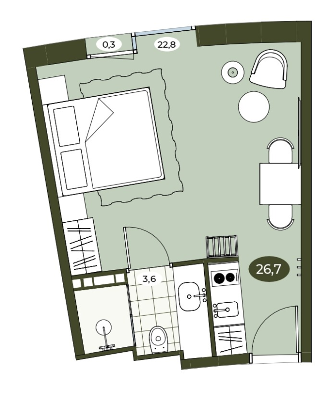 Студия 26,6 м²