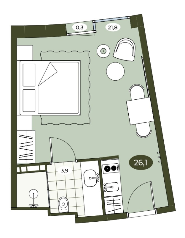 Студия 25,9 м²