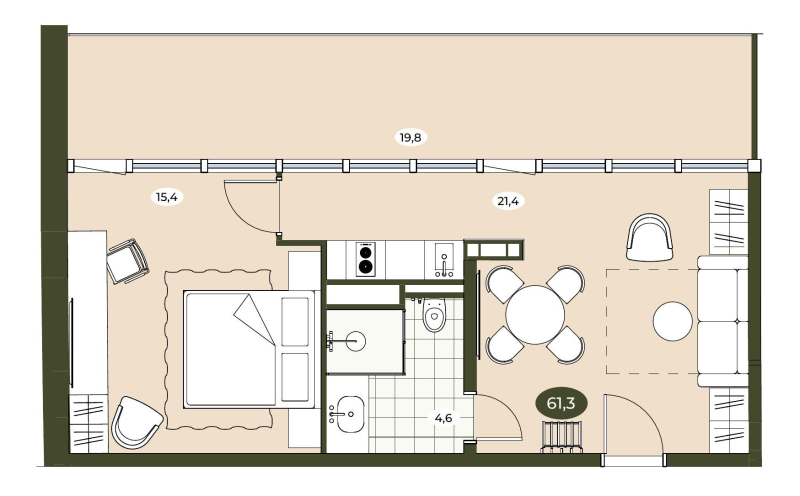 2 ккв (Евро) 61,2 м²