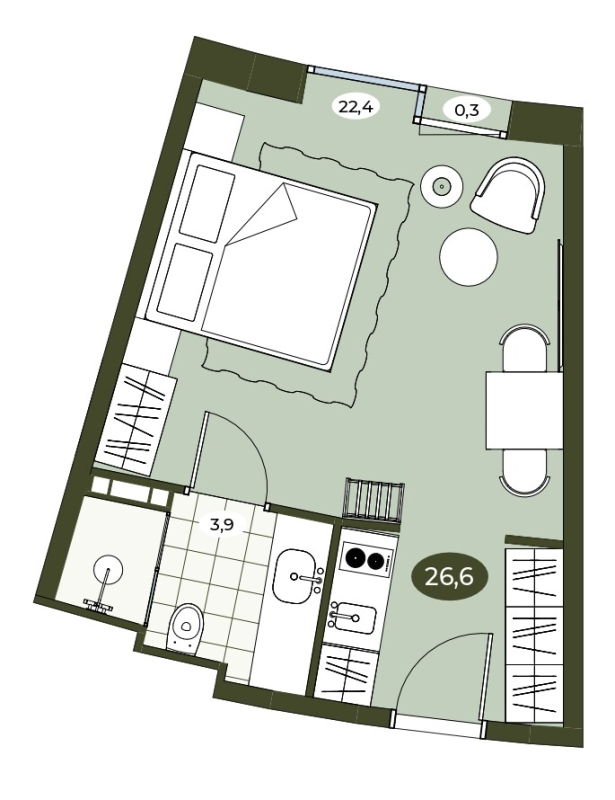 Студия 26,4 м²