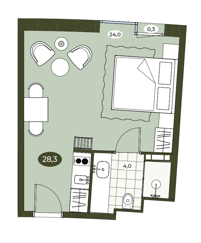 Студия 28,3 м²