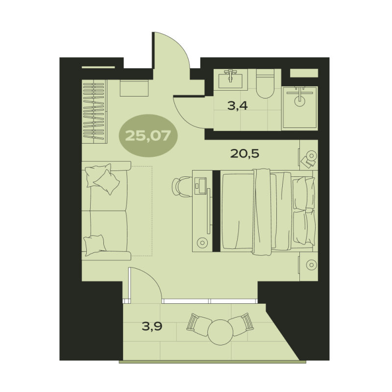 Студия 27,8 м²