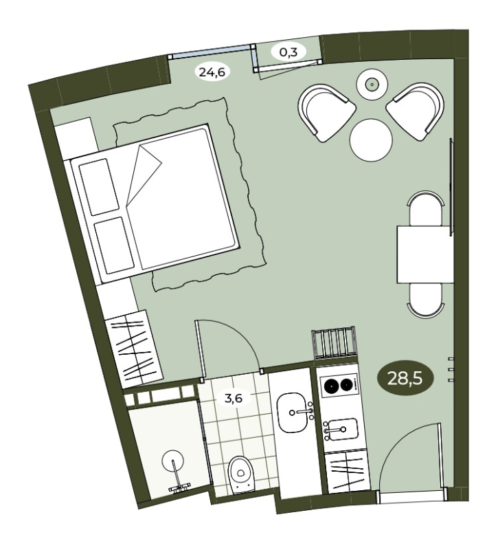 Студия 28,4 м²