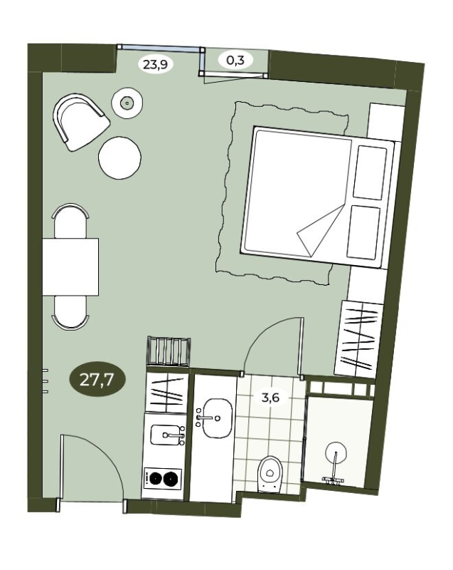 Студия 27,7 м²