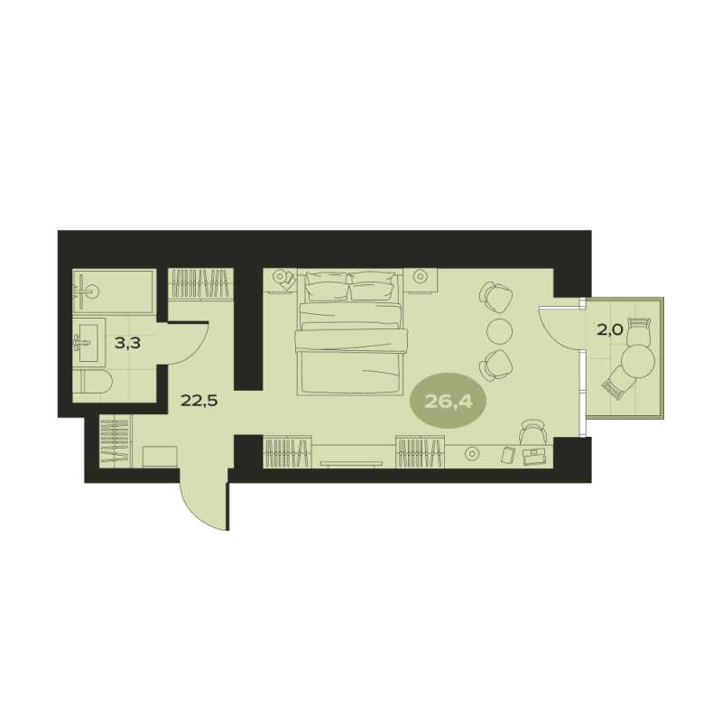 Студия 27,8 м²