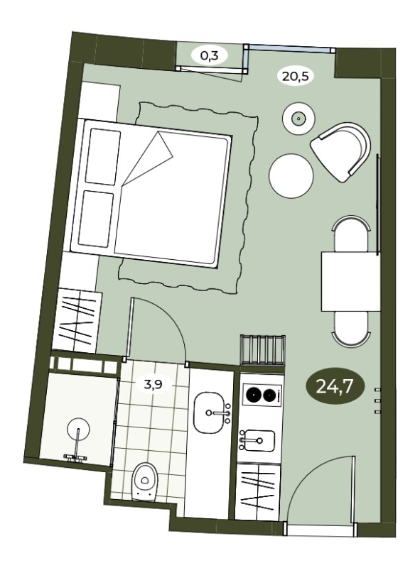 Студия 24,6 м²