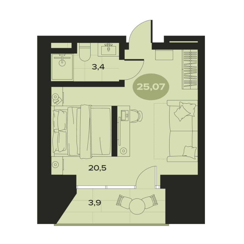 Студия 27,8 м²
