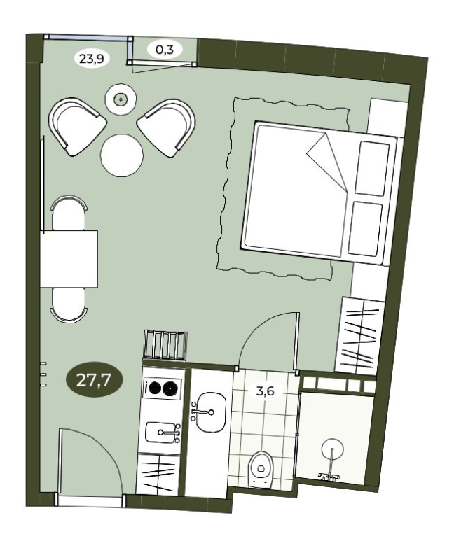 Студия 27,6 м²