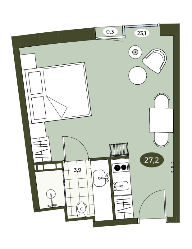 Студия 27,2 м²