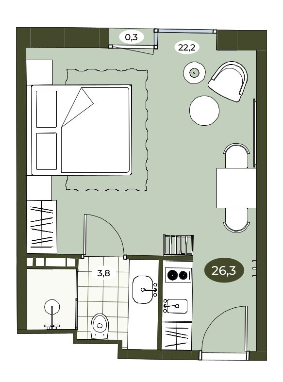 Студия 26,2 м²