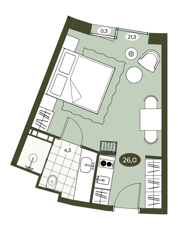 Студия 25,8 м²