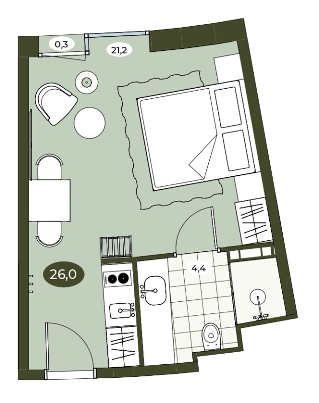 Студия 25,8 м²
