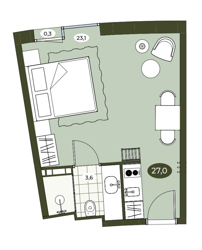 Студия 26,8 м²