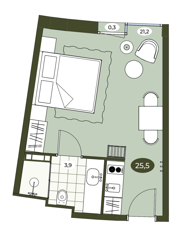 Студия 25,4 м²