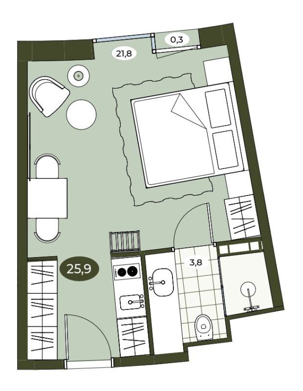 Студия 25,8 м²