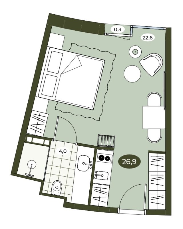 Студия 26,9 м²