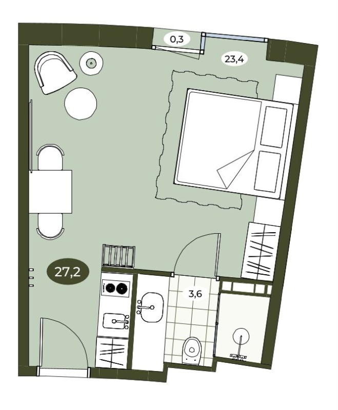 Студия 27,1 м²