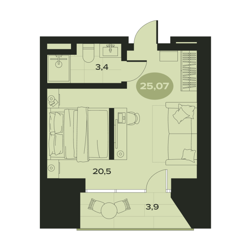 Студия 27,8 м²