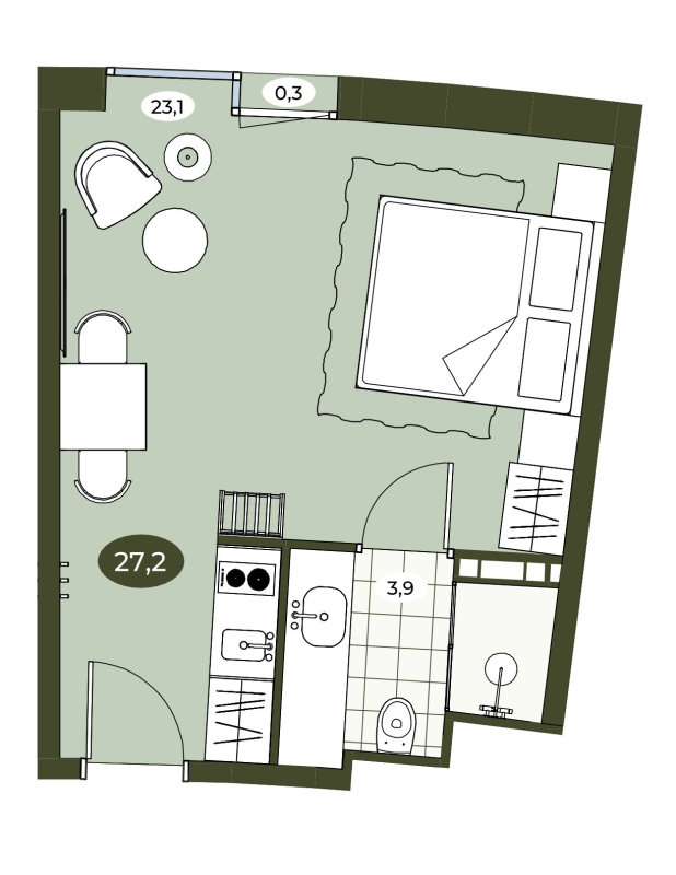Студия 27,2 м²