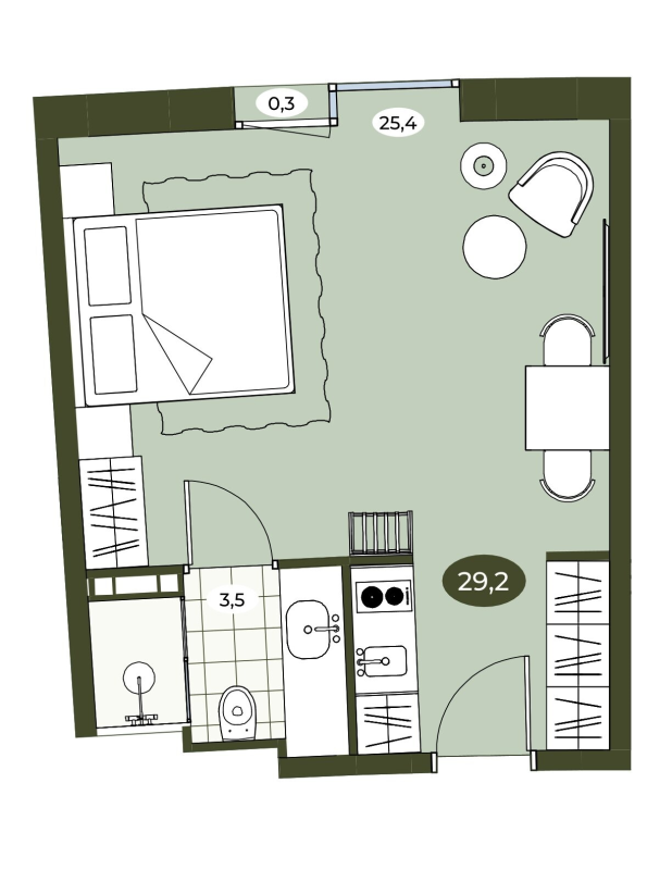 Студия 29,2 м²