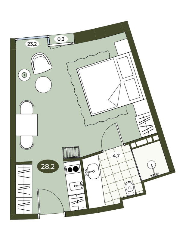 Студия 28,2 м²