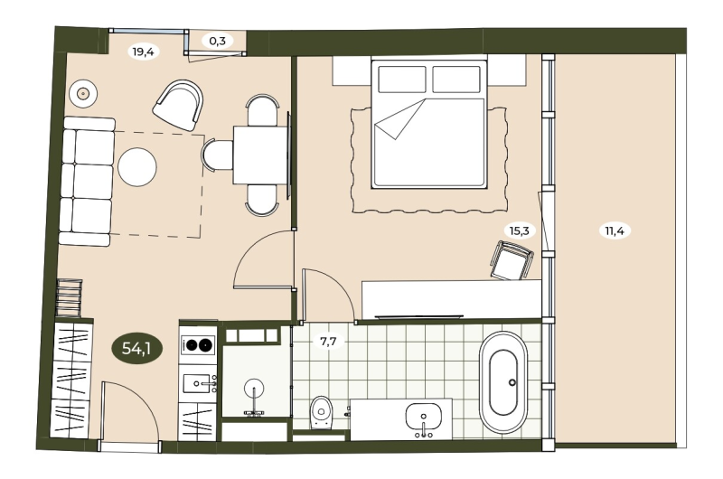 2 ккв (Евро) 54,1 м²