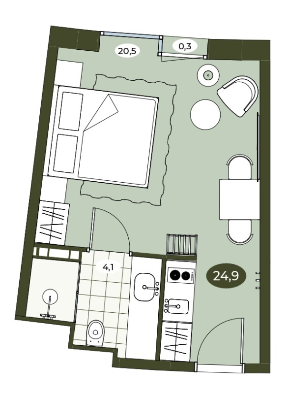 Студия 24,8 м²