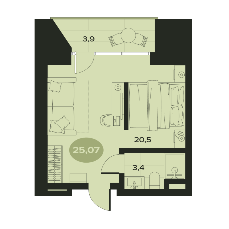 Студия 27,8 м²