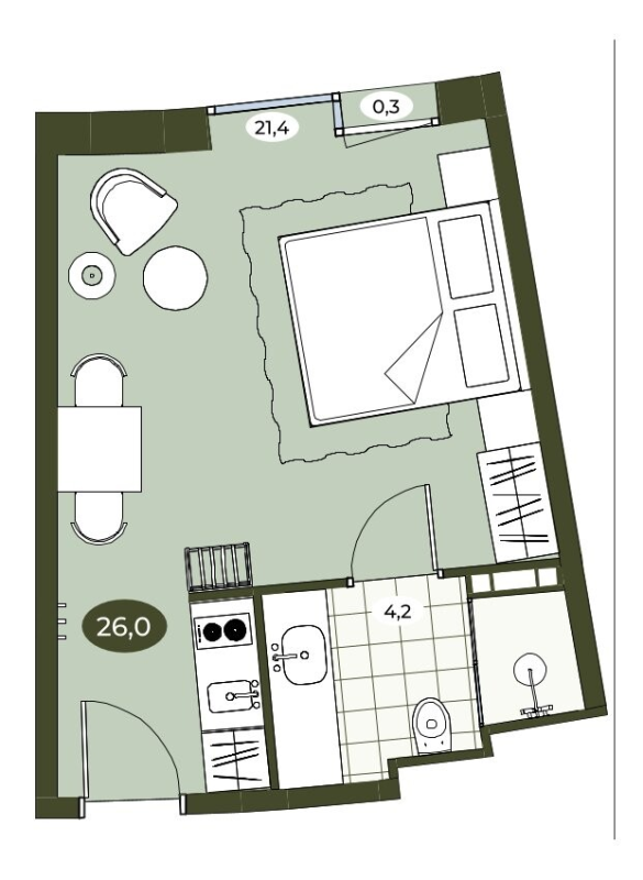 Студия 25,8 м²