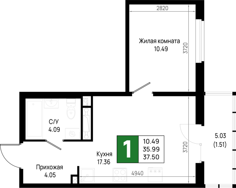 2 ккв (Евро) 37,5 м²