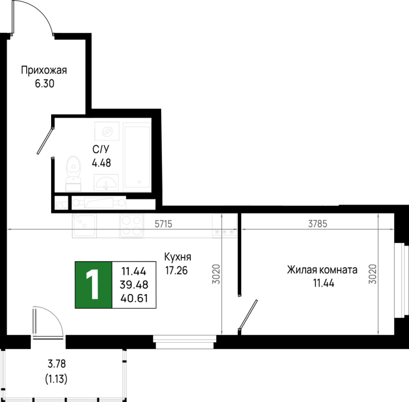 2 ккв (Евро) 40,6 м²