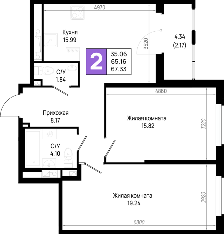3 ккв (Евро) 67,3 м²