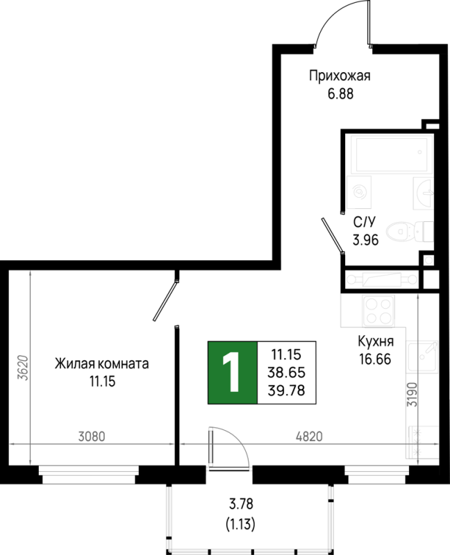 2 ккв (Евро) 39,8 м²