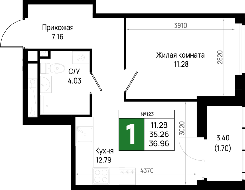 1 ккв 37 м²