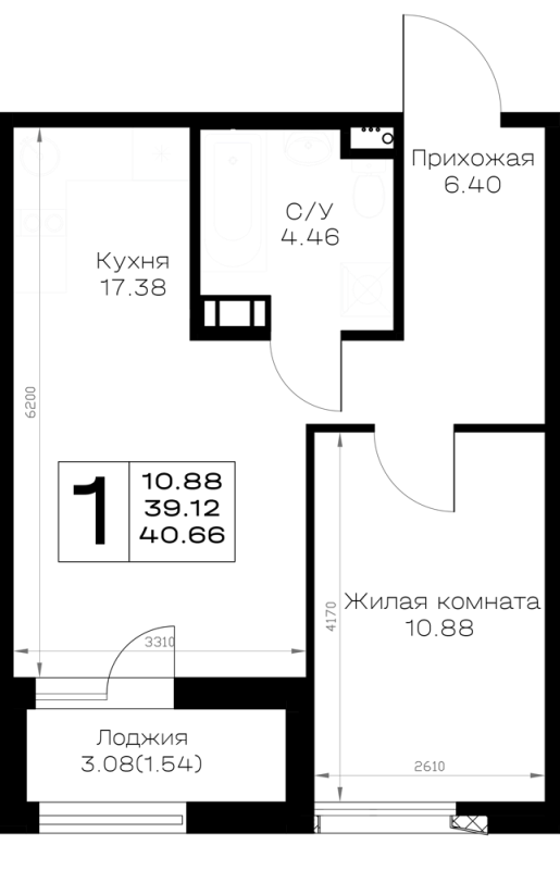 2 ккв (Евро) 40,7 м²