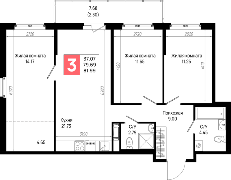 4 ккв (Евро) 82 м²