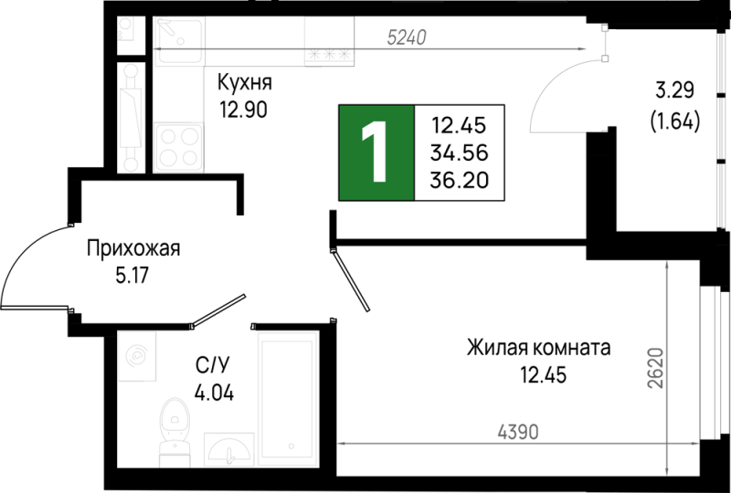 1 ккв 36,2 м²