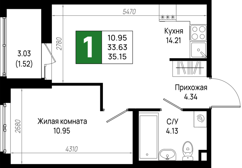 1 ккв 35,2 м²