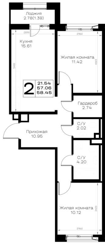 3 ккв (Евро) 58,5 м²
